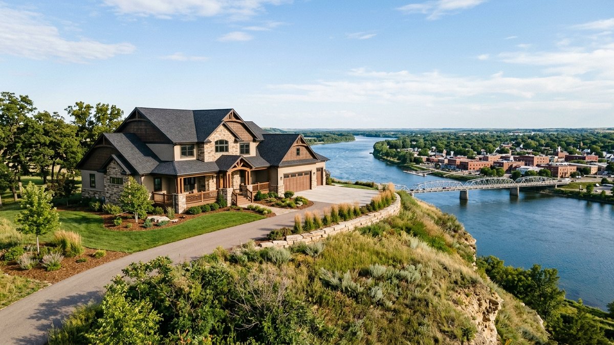 Natural exterior image for Missouri River bluff and downtown Yankton context. Useful for Michelle Maloney blog posts about seller guides, buyer guides.