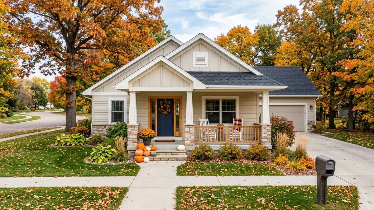 Natural fall curb appeal at a Yankton home.